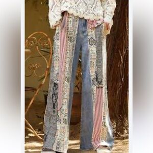 NWOT POL Be Legendary Patchwork Wide Leg Relaxed Fit Jeans Patchwork Boho Jeans